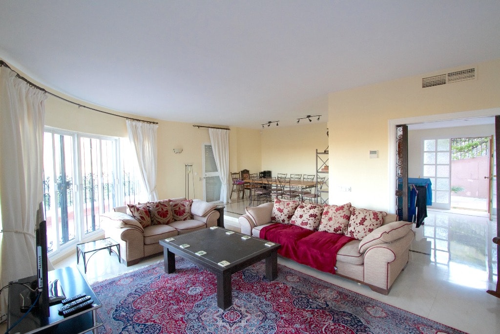 Open-plan living and dining area